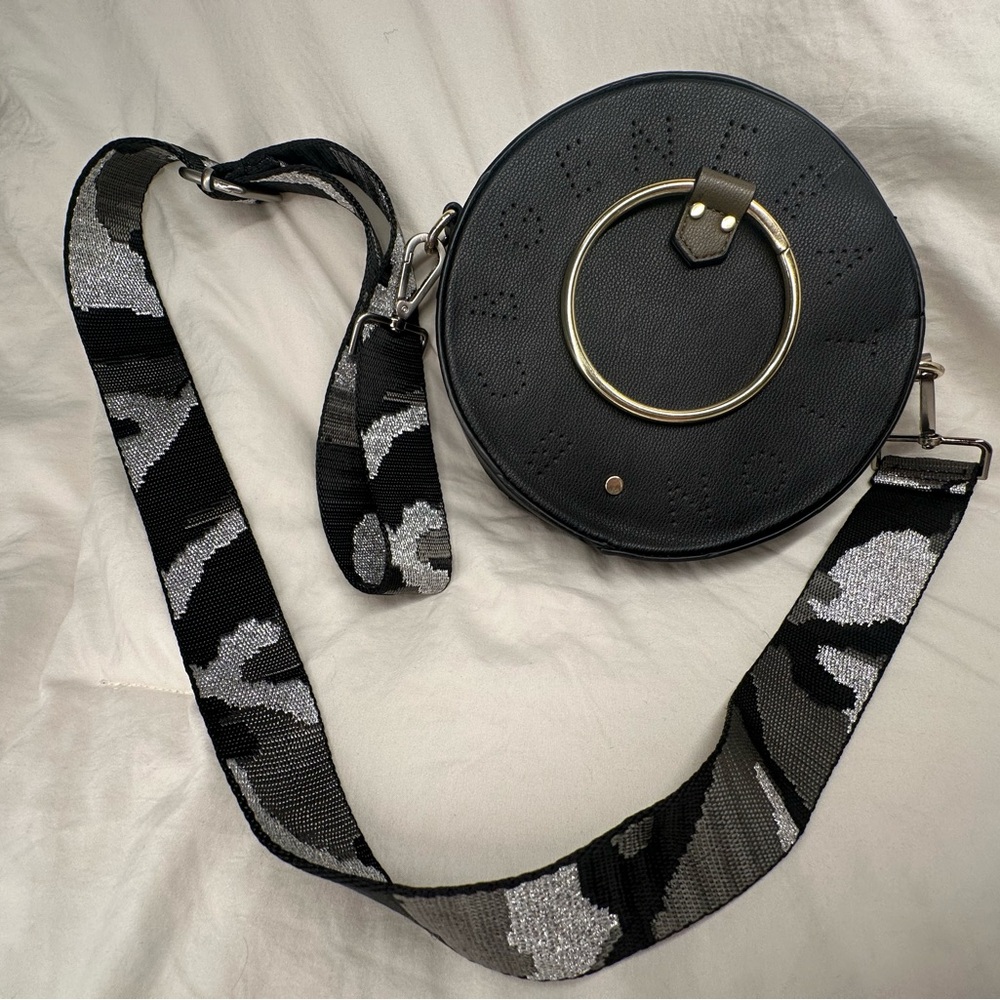 BCBGeneration Black Crossbody or shoulder Bag with Gold Accent removable strap